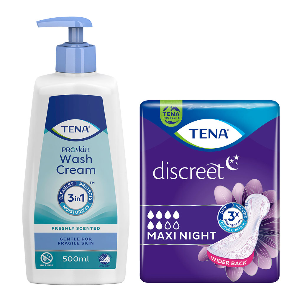 Bild på TENA Lady Maxi Night nattbinda + tvättkräm