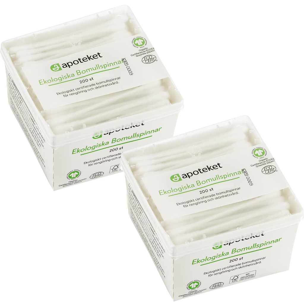 Bild på Apoteket Ekologiska Bomullspinnar 2x200 st