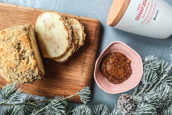 Senapsgriljerade rotselleri med apelsin och ingefära