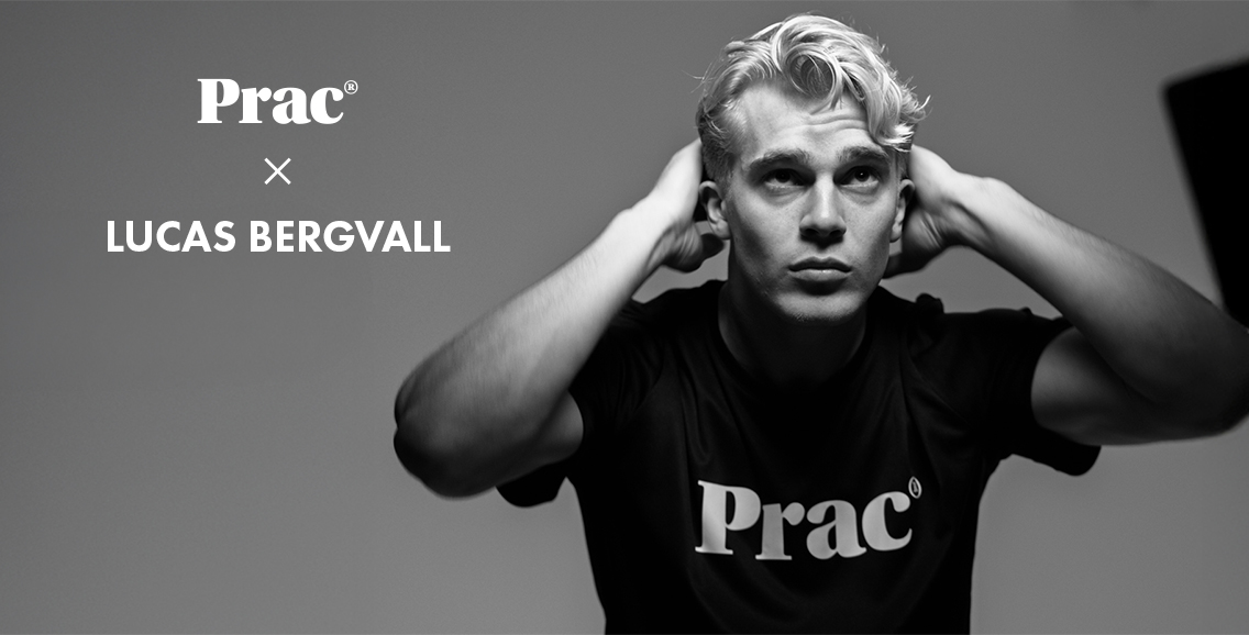 Prac‑kampanjbild med person som stylat h&aring;ret och Prac‑logotyp.