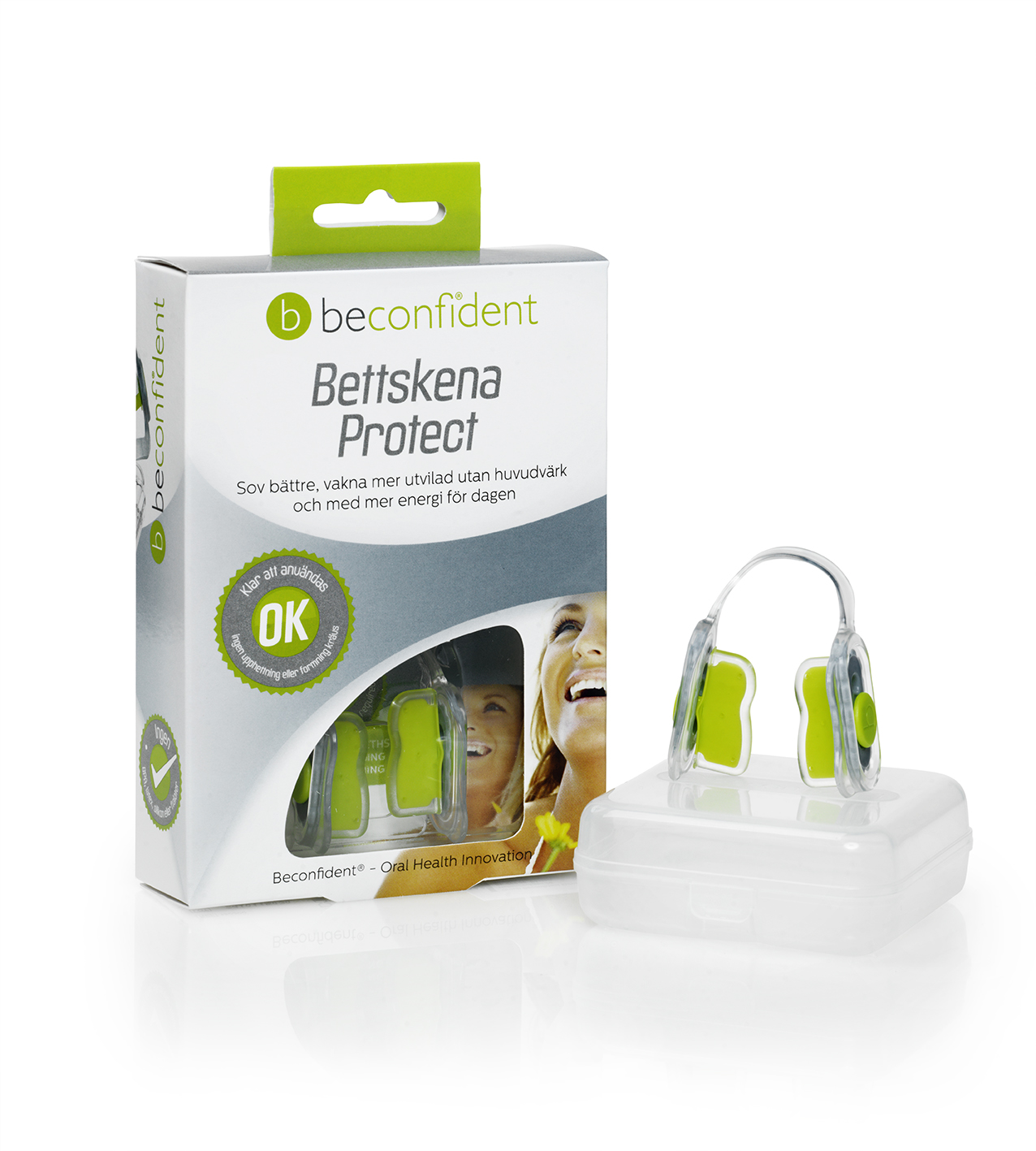 Beconfident Bettskena Protect med f&ouml;rpackning och bettskena.
