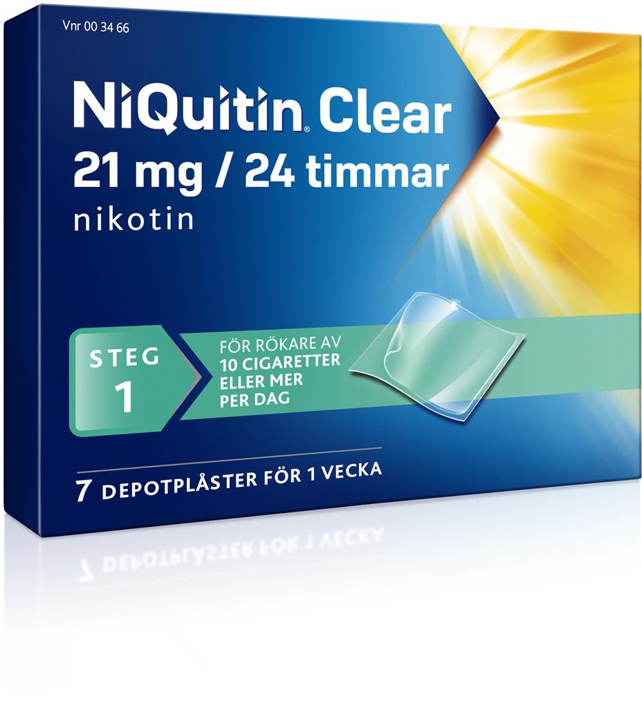 Bild på NiQuitin Clear, depotplåster 21 mg/24 timmar, 7 st