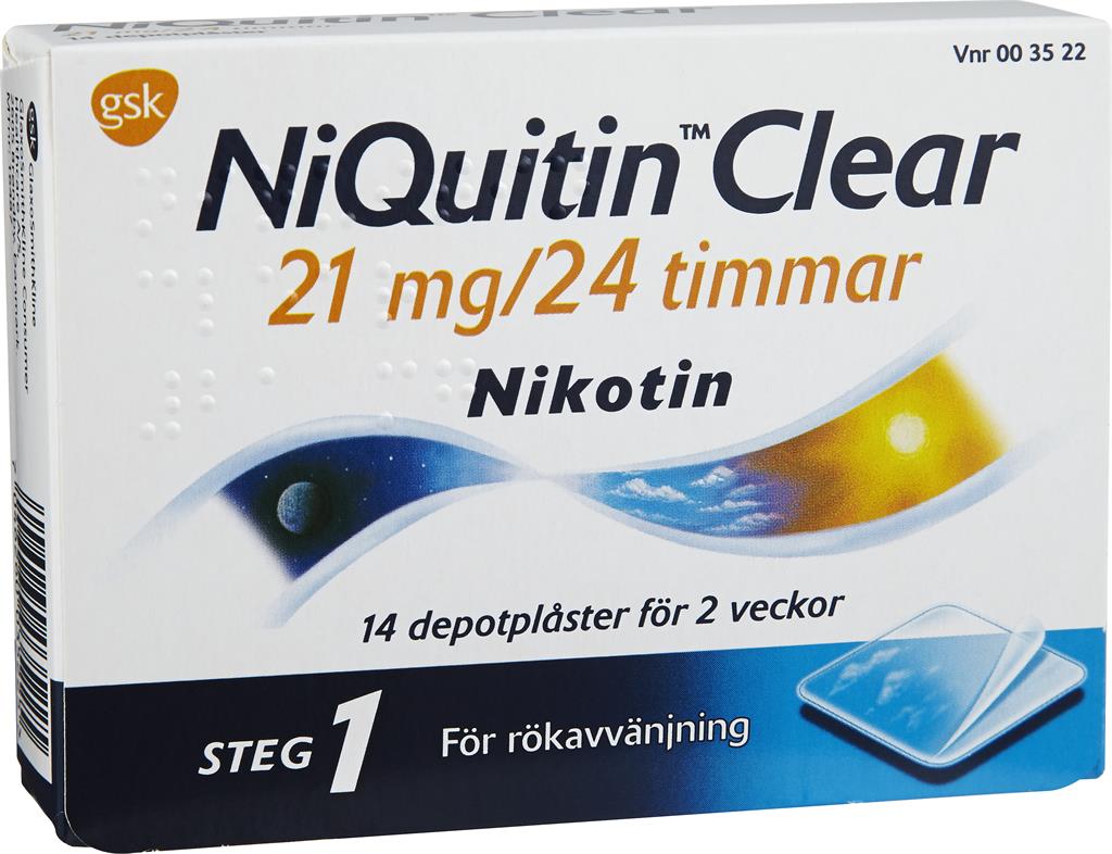 Bild på NiQuitin Clear, depotplåster 21 mg/24 timmar, 14 st