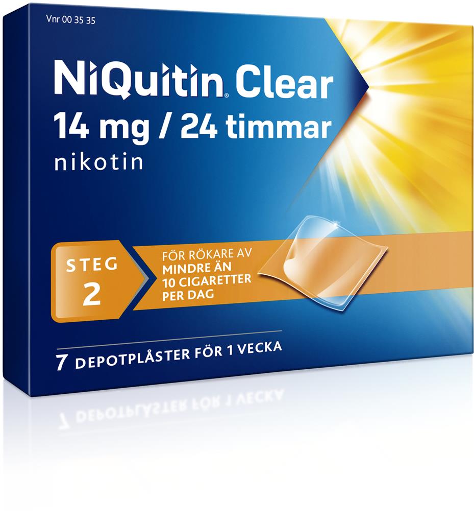 Bild på NiQuitin Clear, depotplåster 14 mg/24 timmar, 7 st