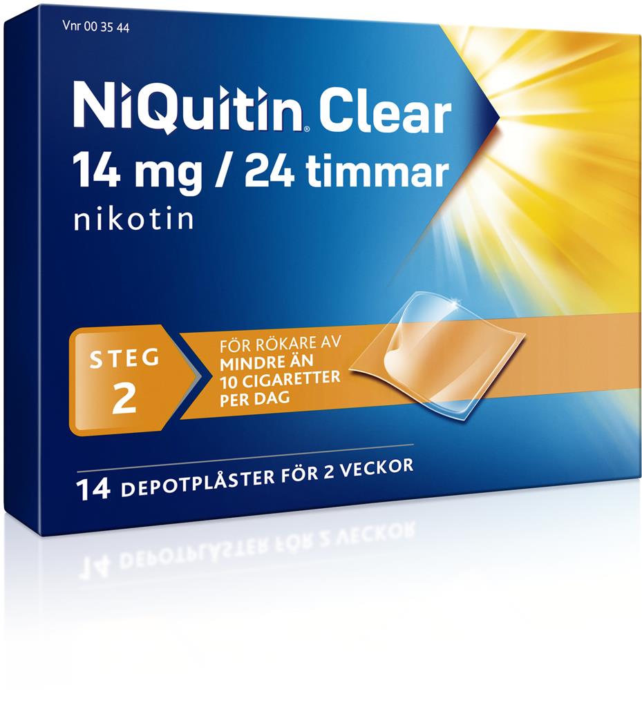 Bild på NiQuitin Clear, depotplåster 14 mg/24 timmar, 14 st