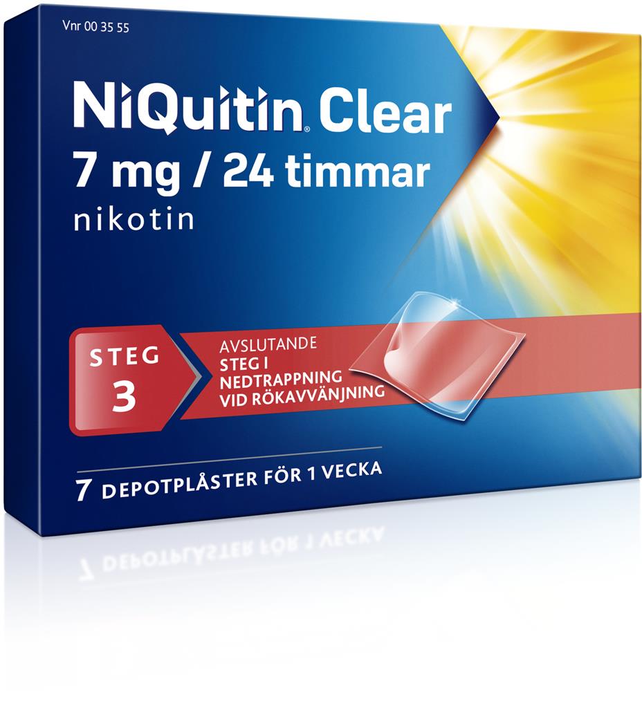 Bild på NiQuitin Clear, depotplåster 7 mg/24 timmar, 7 st