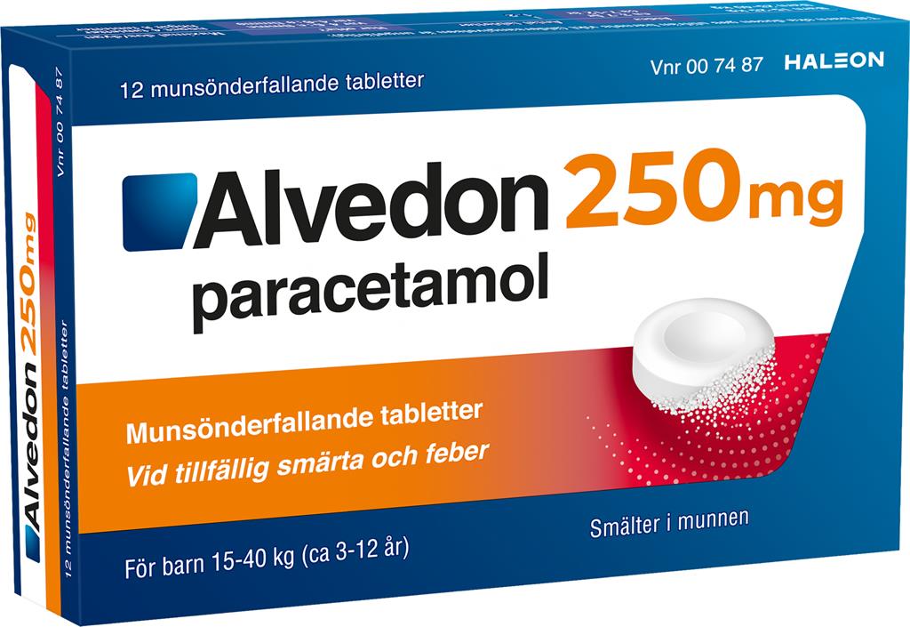 Bild på Alvedon, munsönderfallande tablett 250 mg, 12 st