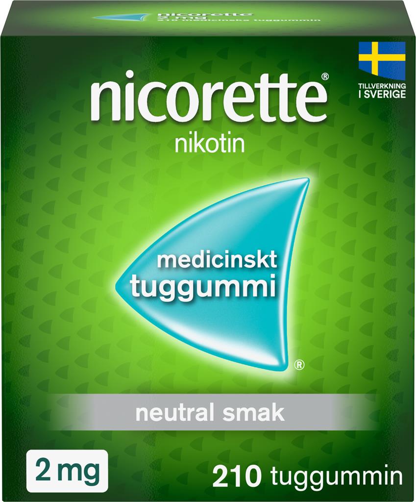 Bild på Nicorette, medicinskt tuggummi 2 mg McNeil Sweden AB, 210 st