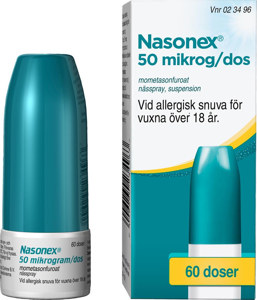 Bild på Nasonex, nässpray, suspension 50 mikrogram/dos Organon Sweden AB, 60 doser