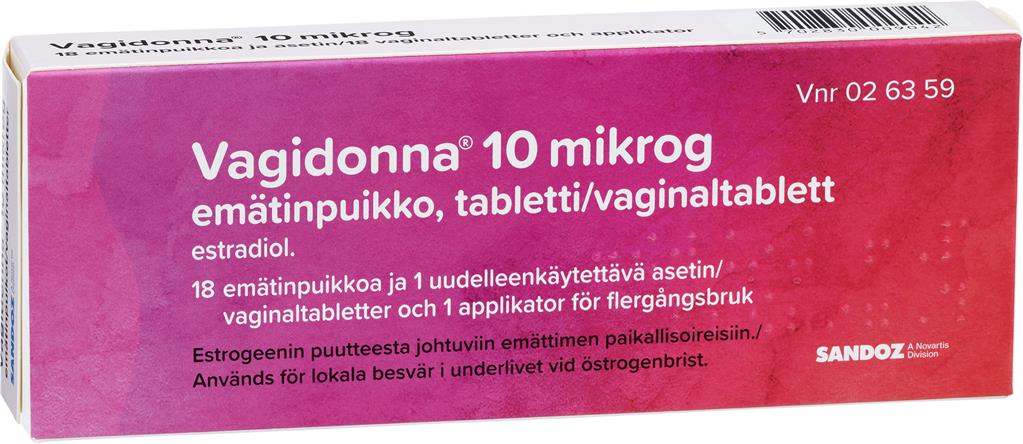 Bild på Vagidonna, vaginaltablett 10 mikrogram, 1 X 18 st