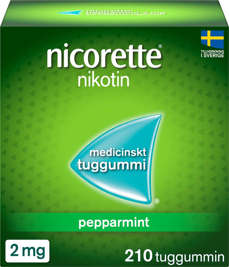 Bild på Nicorette Pepparmint, medicinskt tuggummi 2 mg McNeil Sweden AB, 210 st