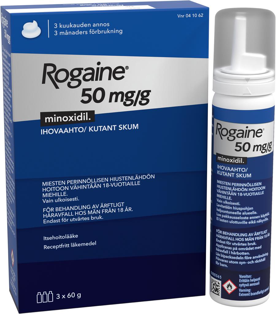 Bild på Rogaine, kutant skum 50 mg/g, 3 X 60 g