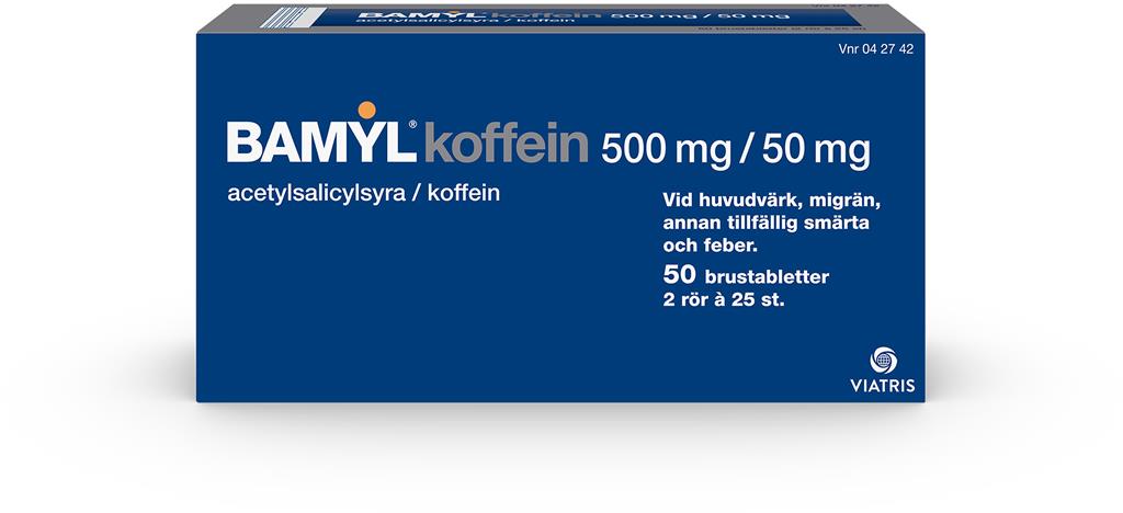 Bild på Bamyl koffein, brustablett 500 mg/50 mg, 2 X 25 st