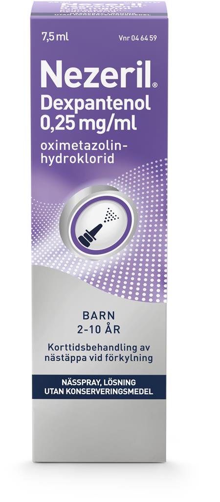 Bild på Nezeril Dexpantenol, nässpray, lösning 0,25 mg/ml, 7,5 ml