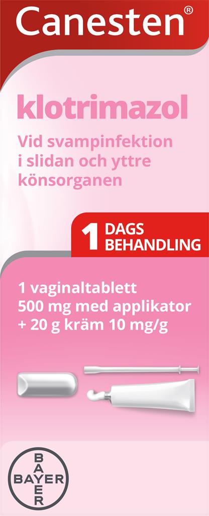 Bild på Canesten, vaginaltablett och kräm 500 mg + 10 mg/g, 1 st