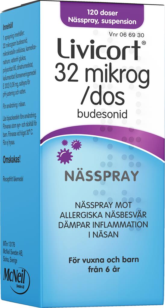Bild på Livicort, nässpray, suspension 32 mikrogram/dos McNeil Sweden AB, 120 doser