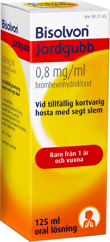 Bild på Bisolvon Jordgubb, oral lösning 0,8 mg/ml, 125 ml