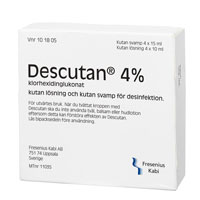 Bild på Descutan, kutan lösning och medicinerad svamp 4 %, 4 X 15 ml