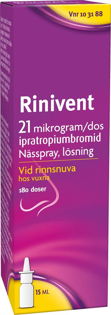 Bild på Rinivent, nässpray, lösning 21 mikrogram/dos STADA Nordic ApS, 180 doser
