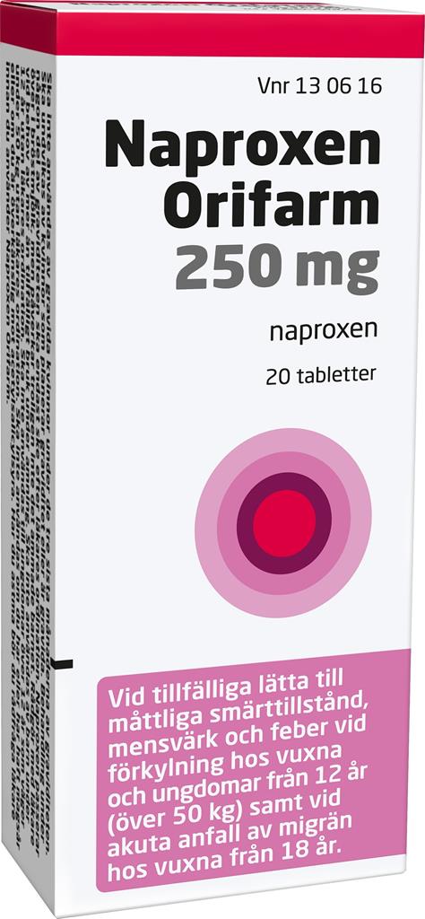 Bild på Naproxen Orifarm, tablett 250 mg, 20 st