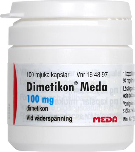 Dimetikon Meda, kapsel, mjuk 100 mg, 100 st