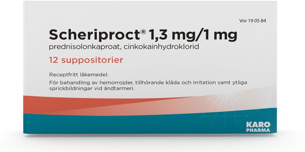 Bild på Scheriproct, suppositorium 1,3 mg/1 mg, 12 st
