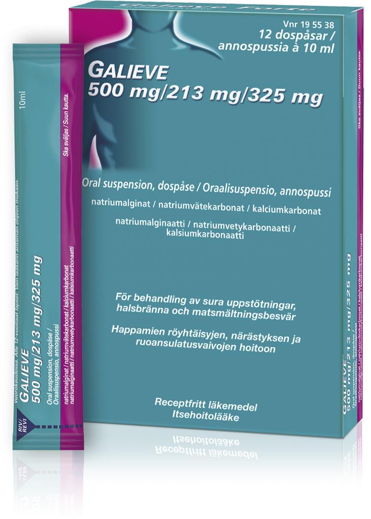 Bild på Galieve, oral suspension i dospåse 500 mg/213 mg/325 mg, 1 X 12 st