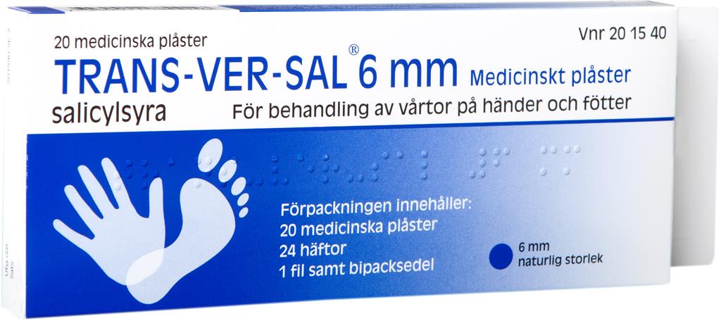 Bild på Trans-Ver-Sal 6 mm, medicinskt plåster 15 %, 20 st