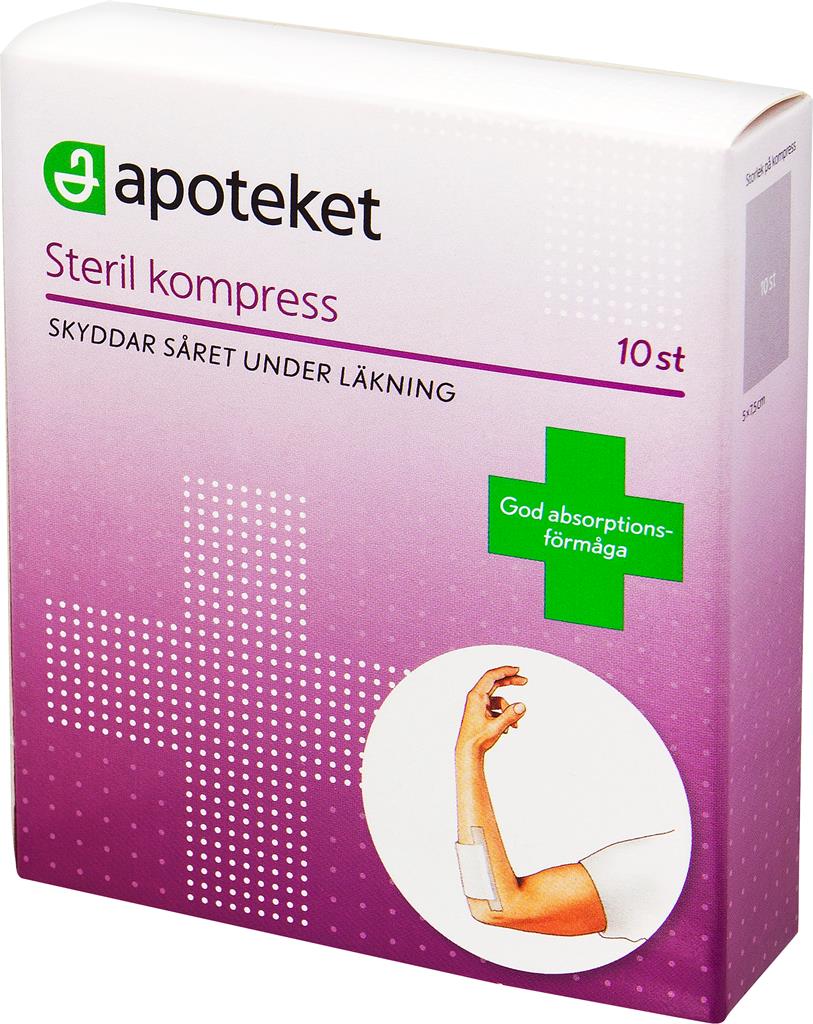 Bild på Apoteket Kompress steril 5 x 7,5 cm, 10 st
