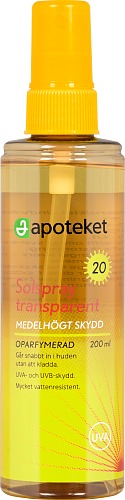 Bild på Apoteket solspray SPF 20 transparent, 200 ml