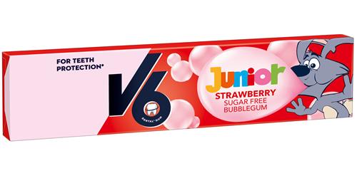 V6 Junior Bubbelgum Jordgubb, 22 g