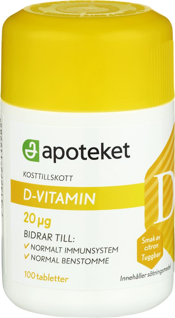 Bild på Apoteket D-vitamin 20µg, 100 st