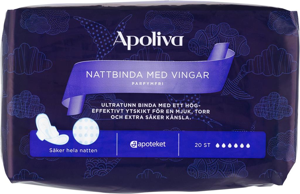 Bild på Apoliva Nattbinda med vingar, 20 st