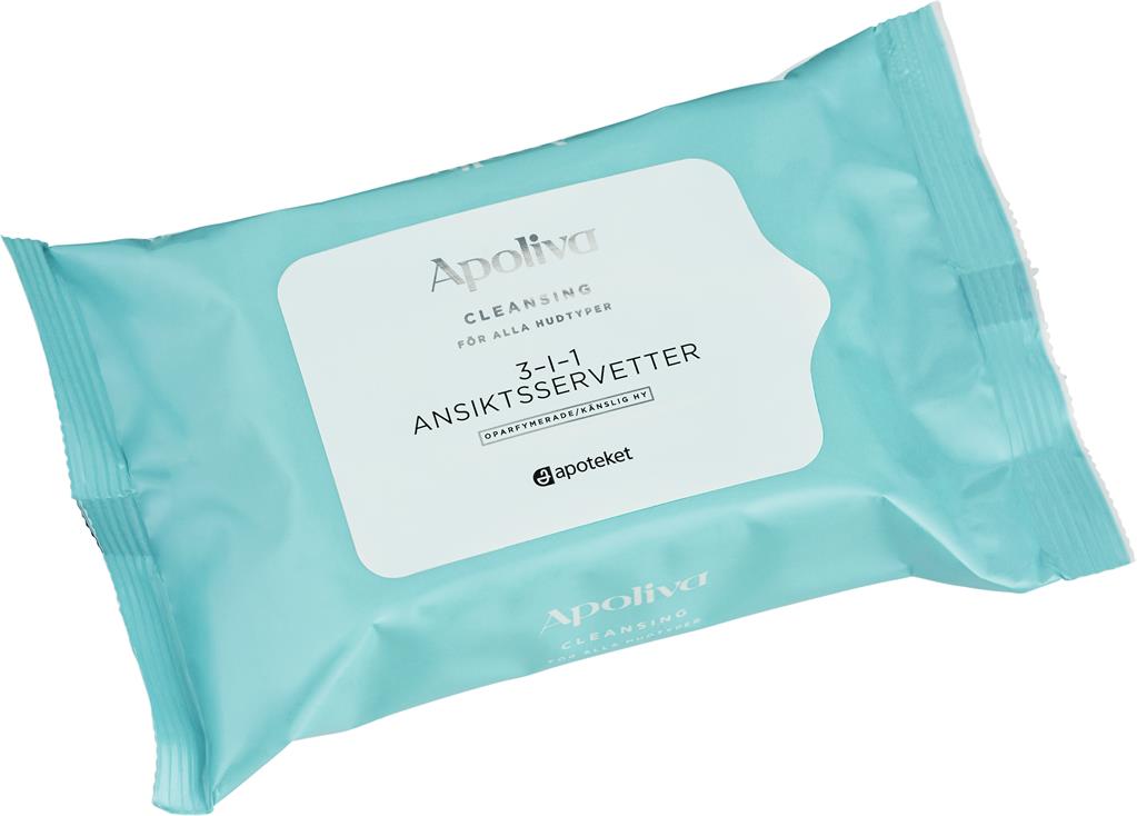 Bild på Apoliva 3-i-1 ansiktsservetter, 25 st