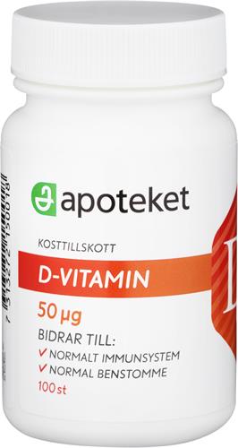 Apoteket D-vitamin 50µg, 100 st