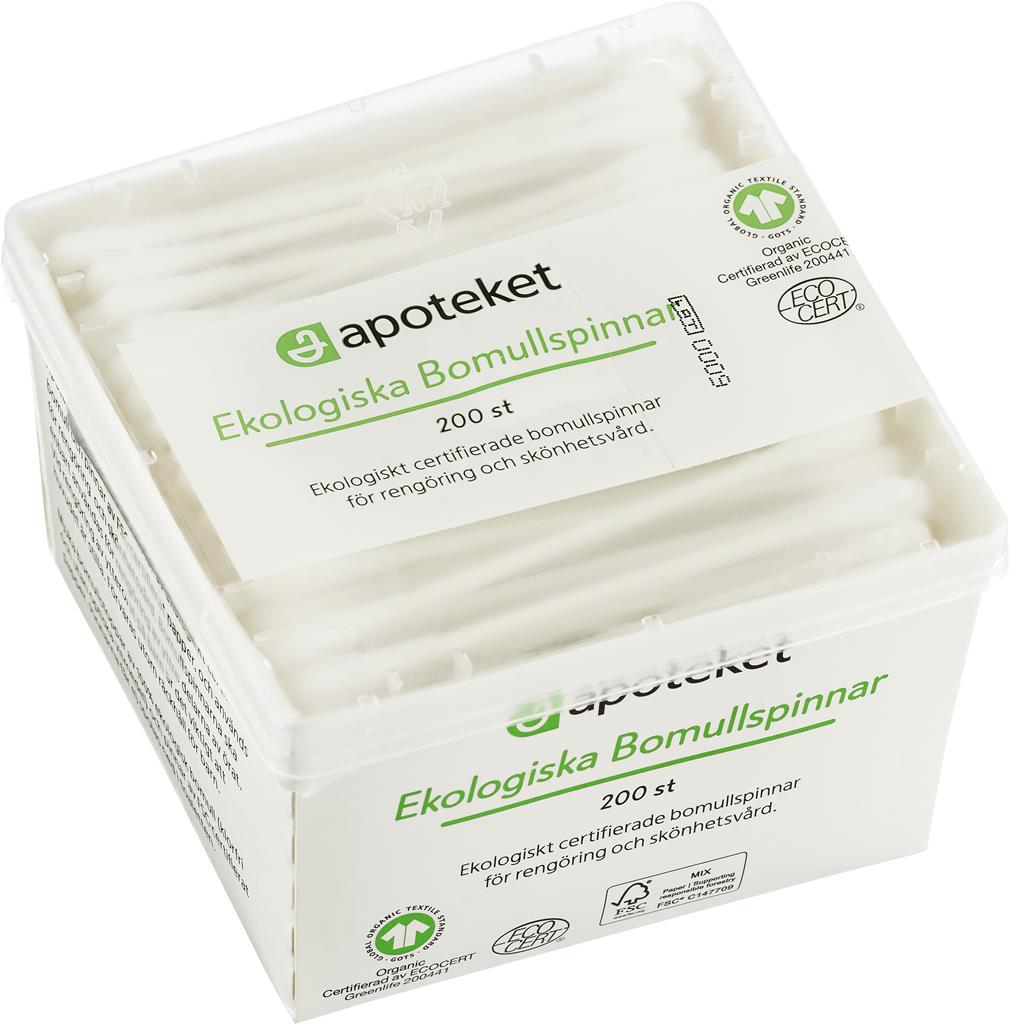 Bild på Apoteket Ekologiska Bomullspinnar, 200 st