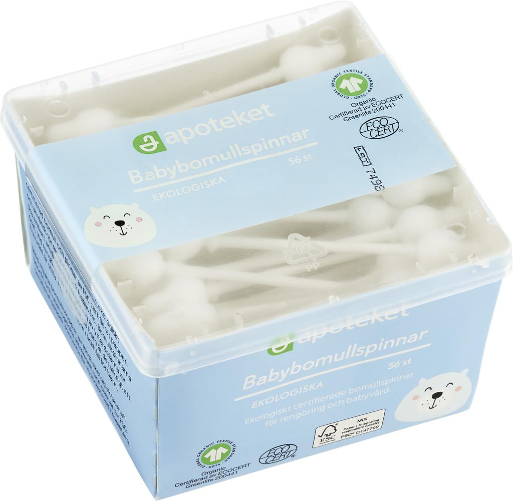 Bild på Apoteket Ekologiska Babybomullspinnar, 56 st