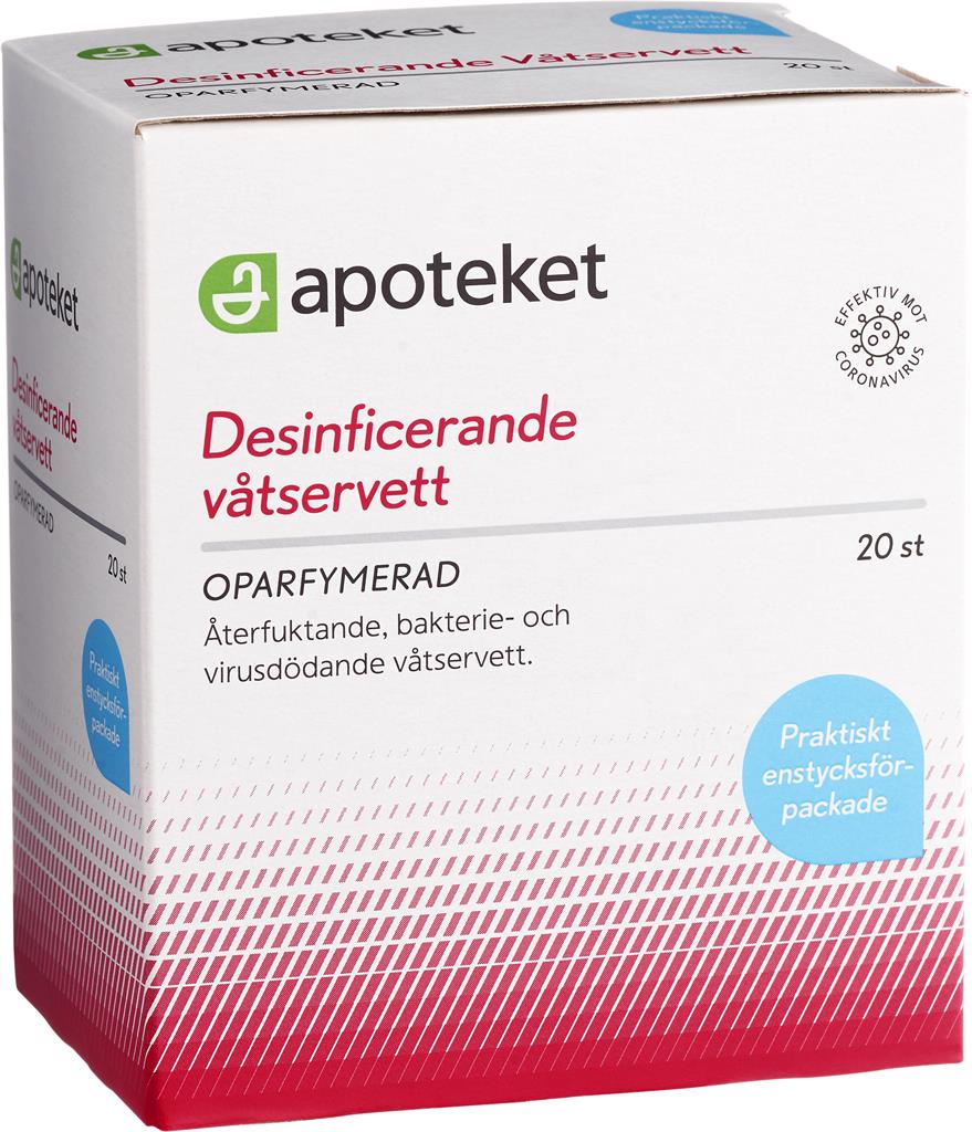 Bild på Apoteket Desinficerande våtservett, 20 st