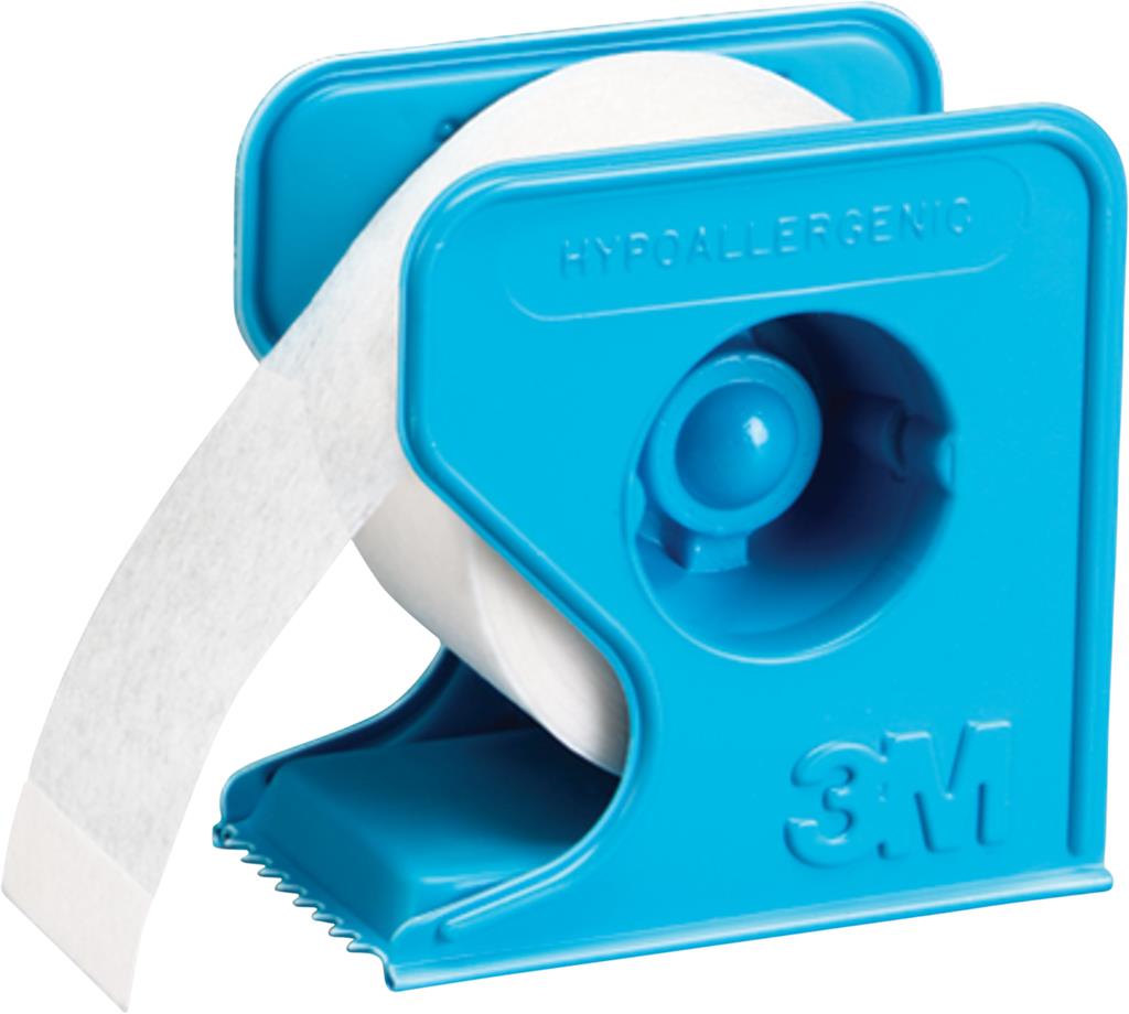 Bild på 3M Micropore, vit häfta, 9,1 m x 25 mm med blå hållare, 12 styck