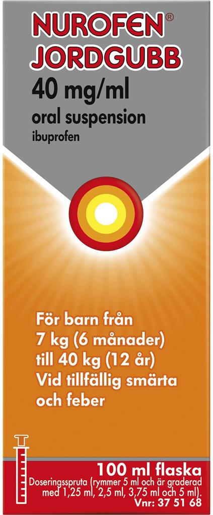Bild på Nurofen Jordgubb, oral suspension 40 mg/ml, 100 ml