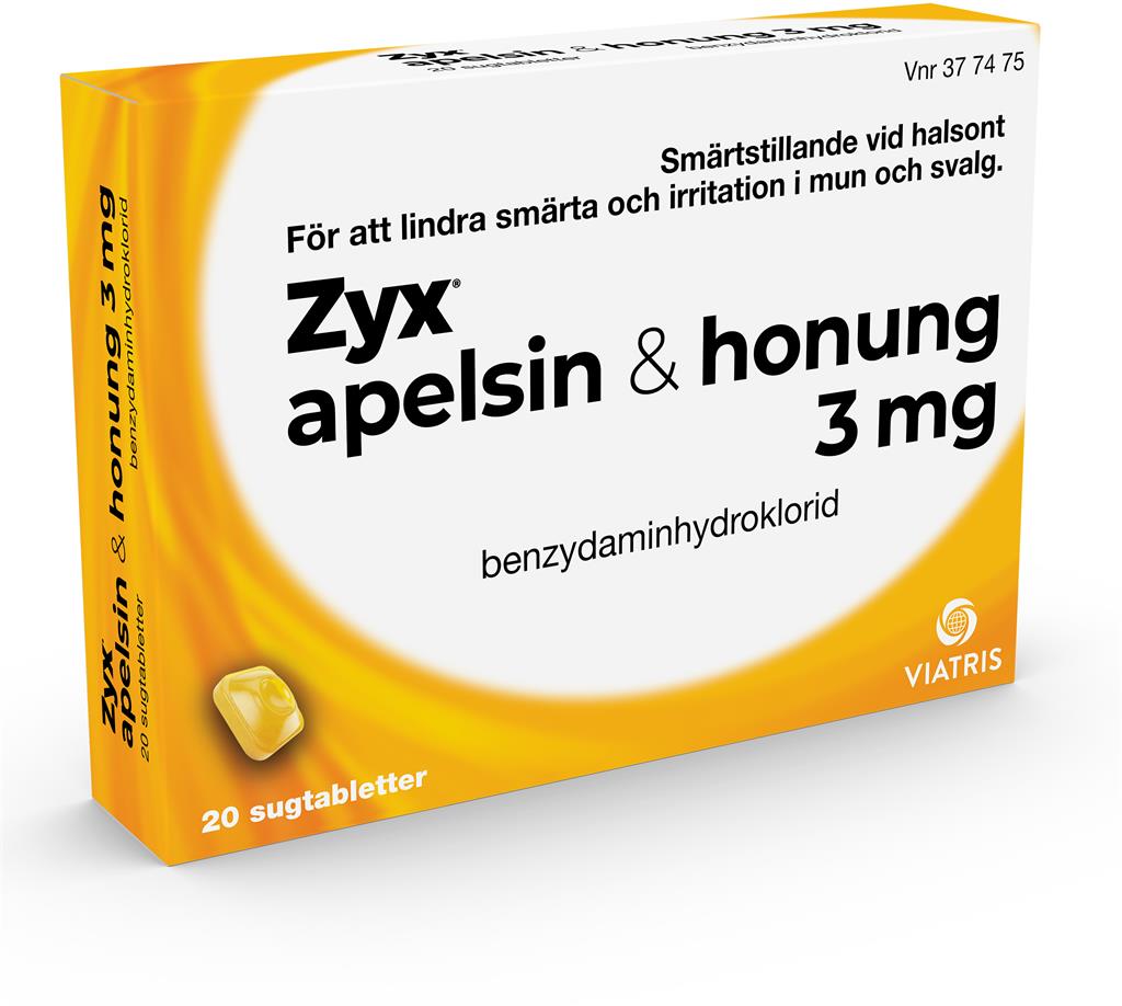 Bild på Zyx apelsin & honung, sugtablett 3 mg, 2 X 10 st