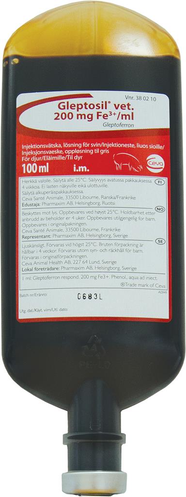 Bild på Gleptosil vet., inj-vätska, lösning 200 mg Fe3+/ml, 100 ml