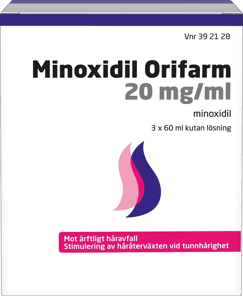 Bild på Minoxidil Orifarm, kutan lösning 20 mg/ml, 3 X 60 ml