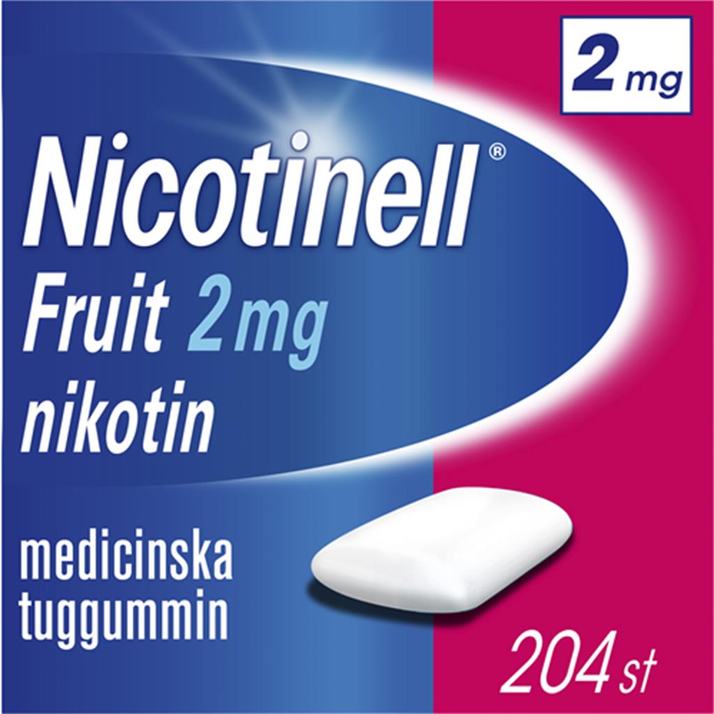 Bild på Nicotinell Fruit, medicinskt tuggummi 2 mg, 204 st