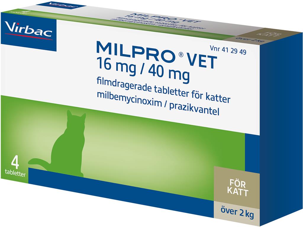 Bild på Milpro vet, filmdragerad tablett 16 mg/40 mg, 4 st