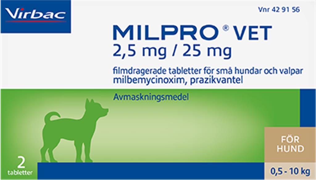Bild på Milpro vet, filmdragerad tablett 2,5 mg/25 mg, 2 st