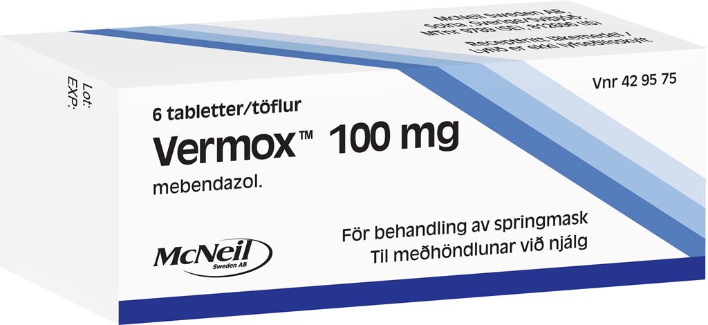 Bild på Vermox, tablett 100 mg McNeil Sweden AB, 6 st