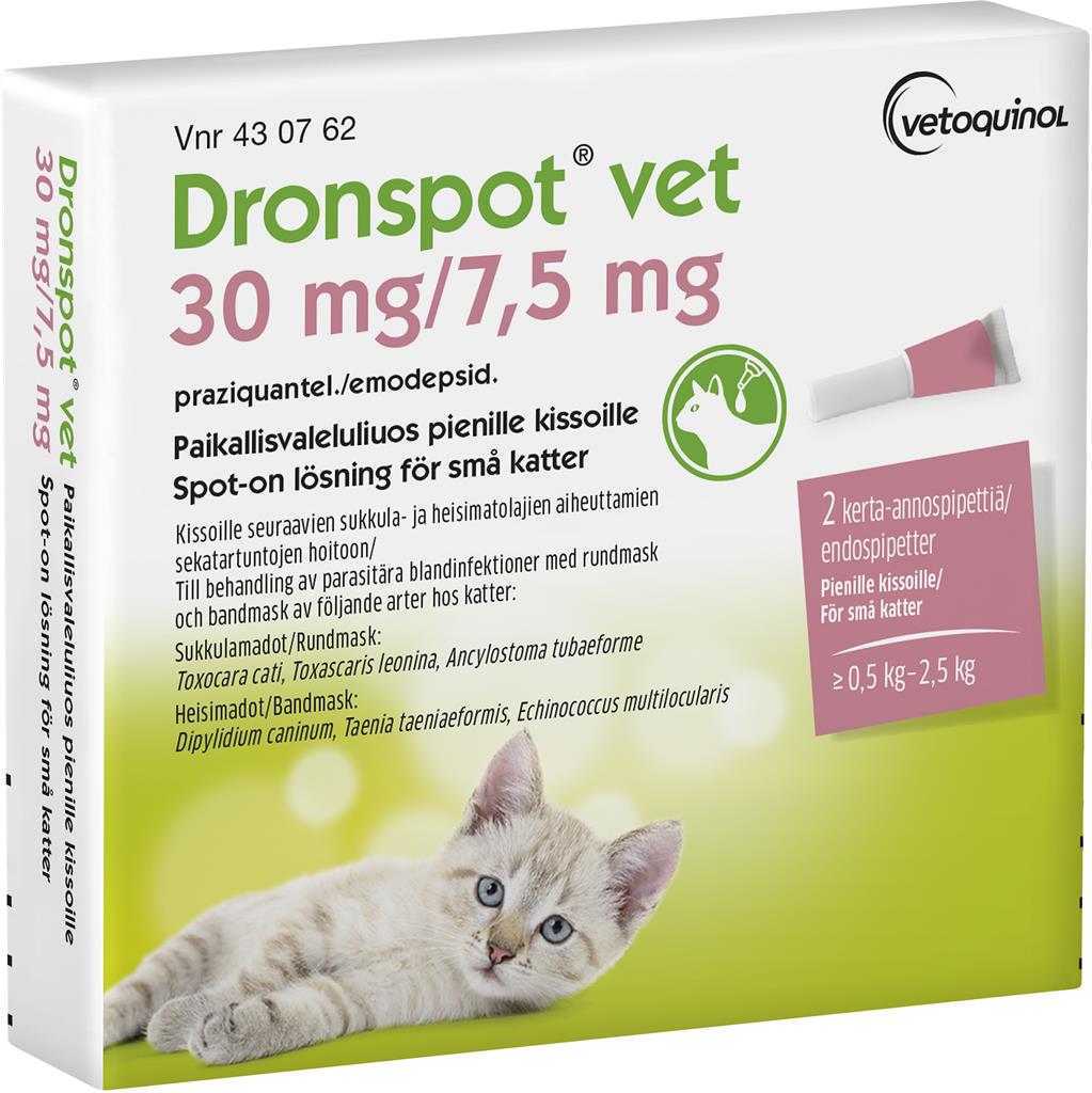 Bild på Dronspot vet, spot-on, lösning 30 mg/ 7,5 mg, 2 doser