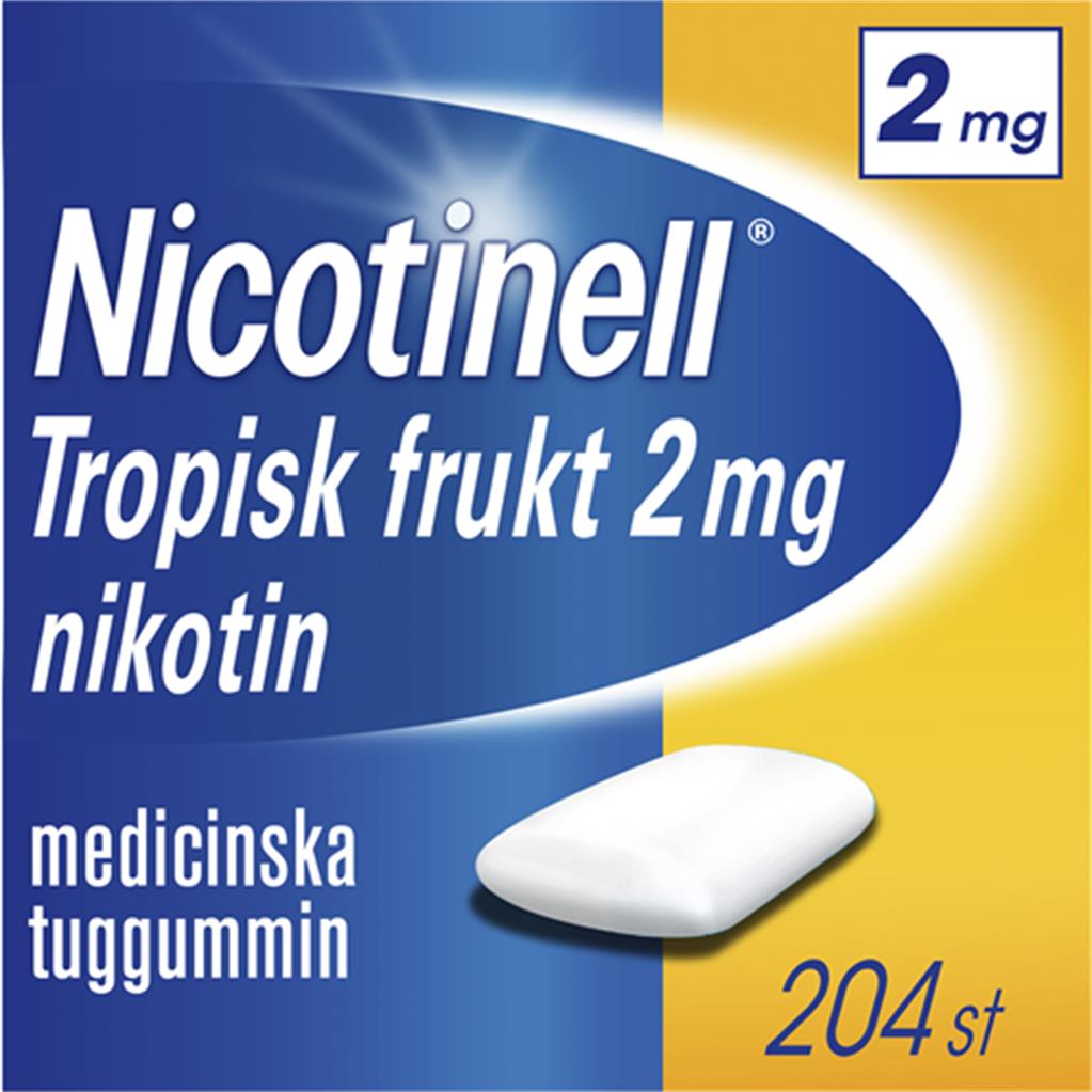 Bild på Nicotinell Tropisk frukt, medicinskt tuggummi 2 mg, 204 st
