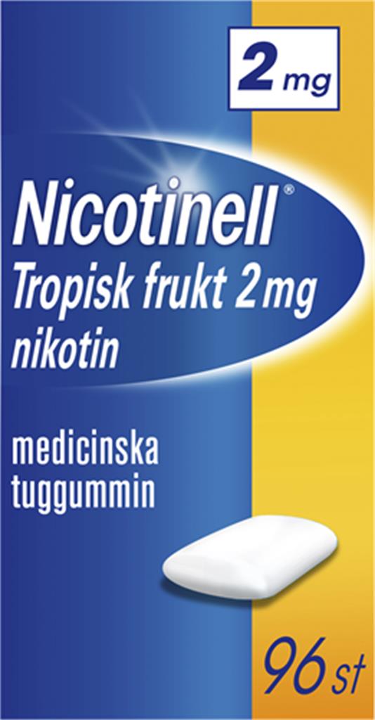 Bild på Nicotinell Tropisk frukt, medicinskt tuggummi 2 mg, 96 st
